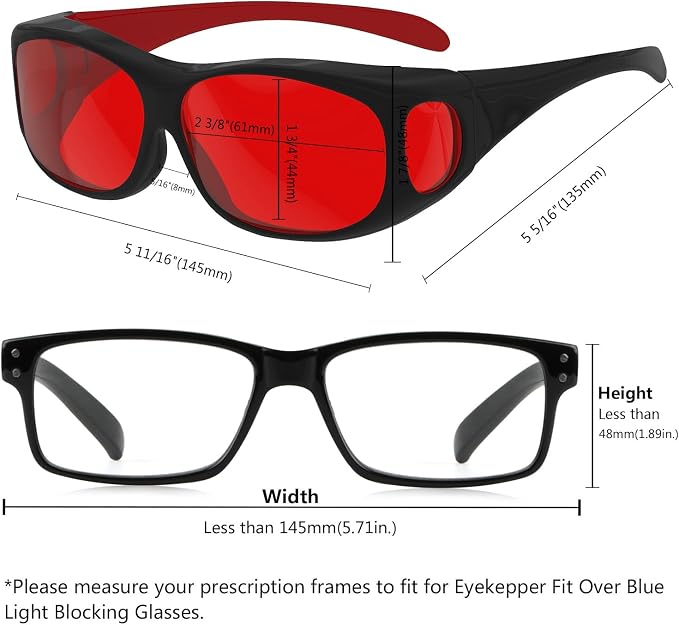 Eyekepper Red Lens Blue Light Glasses Men, Fitover Blue Light Blocking Glasses - Image 5