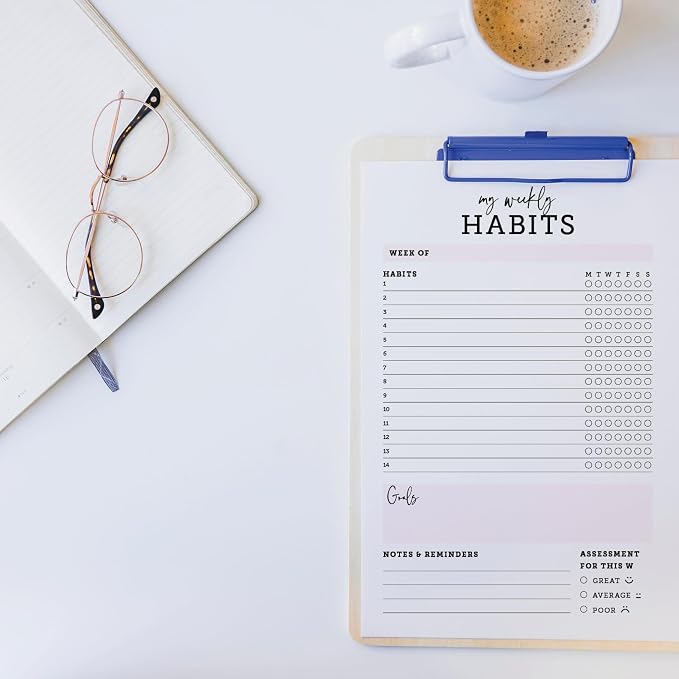 CARDAMONOLY Habit Tracker Notepad in Black and Light Pink- 50 Page Tear Off - Image 7