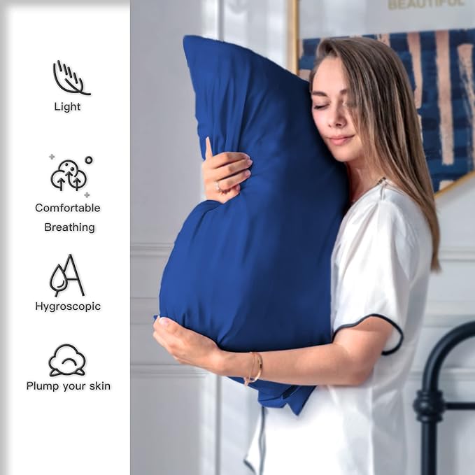 Silk Pillow Cases 2 Pack Soft Breathable and Sliky King Size Pillow Cases Set - Image 3