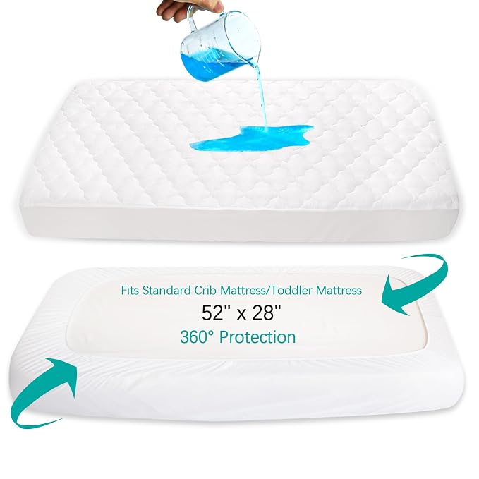 Crib Mattress Protector Sheets Fitted Waterproof Crib Mattress Pad Cover - Image 3