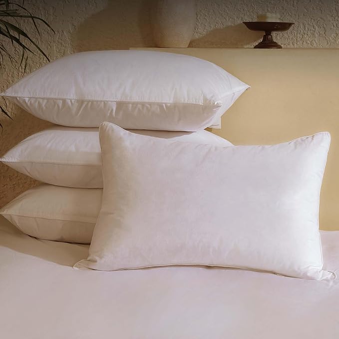 BHZ King Size Pillows Set of 4 Feather Down Hotel My King Pillows Bed Goose by BHZHouseholdProducts