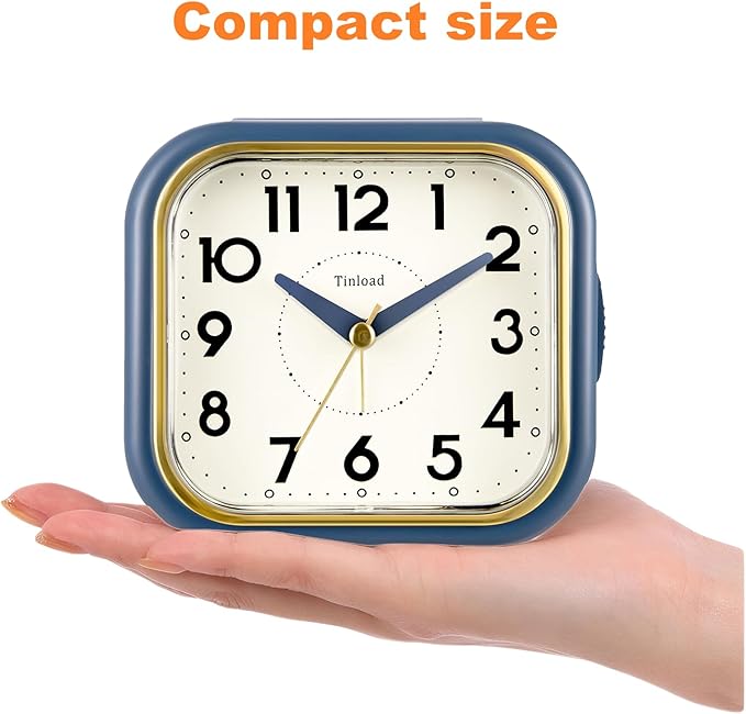 Tinload 4.3" Vintage Retro Analog Alarm Clock, Super Silent Non Ticking Clock - Image 3