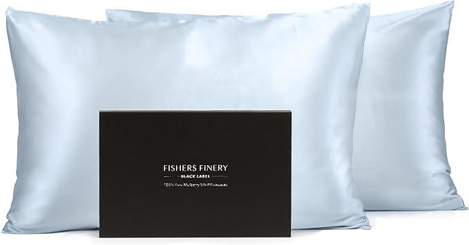 Fishers Finery 30mm 100% Pure Mulberry Silk Pillowcase Set, Quality Tested by FishersFinery