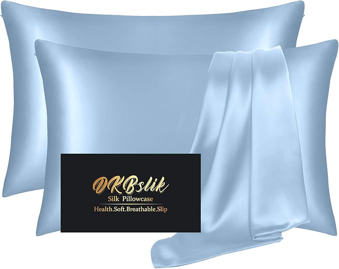 Silk Pillowcase 2 Pack, Natural Mulberry Silk Pillow Case, Anti Acne Silk by HOME