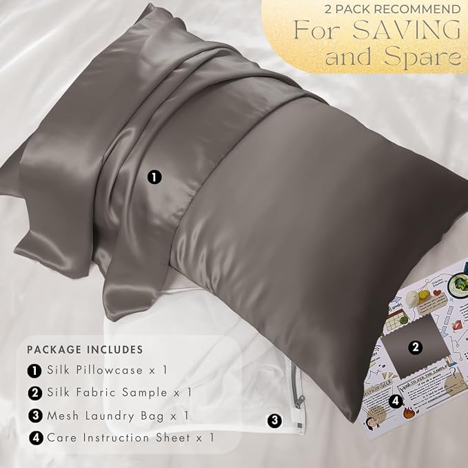 PROMEED Grey Silk Pillowcase King Size - Image 6