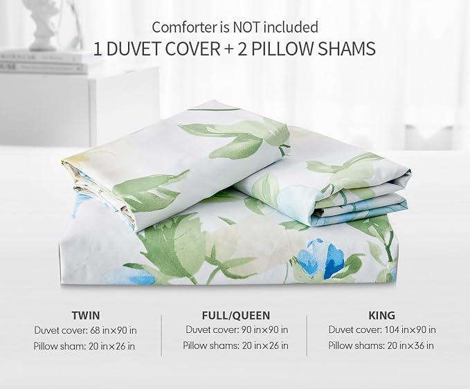 SLEEPBELLA Duvet Cover King, 600 Thread Count Cotton 3pcs Bedding Set Blue - Image 8