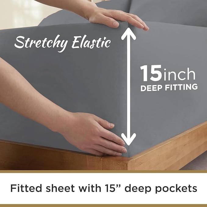 Ultra Soft Microfiber Full Fitted Sheets – 1800 Thread Count, Wrinkle-Resistant - Image 3