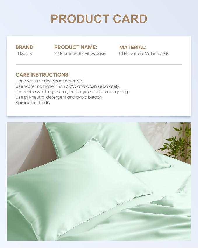 THXSILK Set of 2 100% Mulberry Silk Pillowcase - Image 8