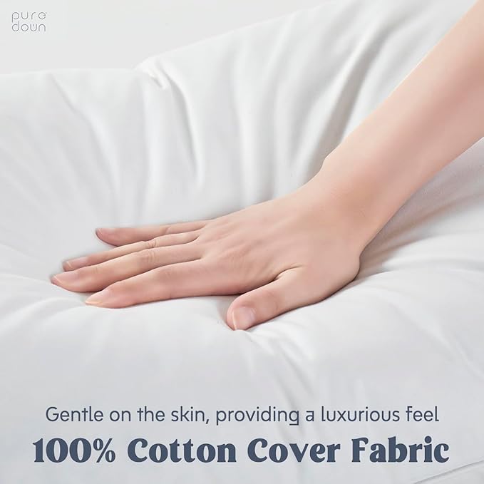 puredown® Goose Feather Down Pillows, Standard Size Soft Bed Pillows - Image 3