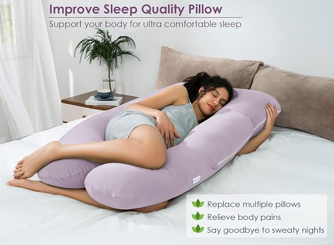 QUEEN ROSE Cooling Pregnancy Pillows, U Shaped Full Body Maternity Pillow - Image 4