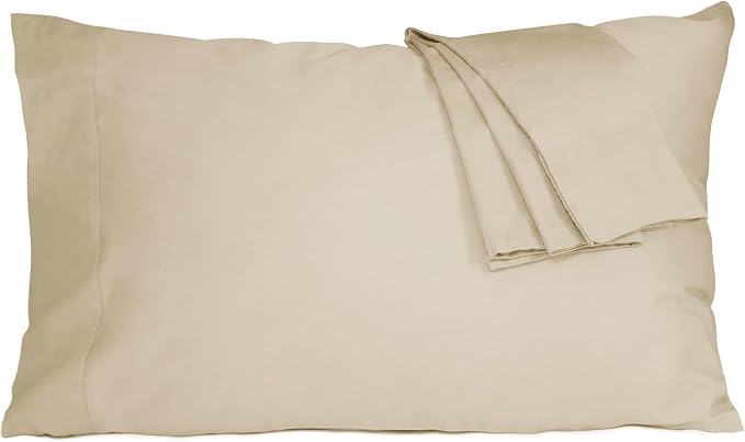 Pillow Cases, Standard Queen Size Cotton Percale Weave Pillowcases, Pre-Shrunk by HOMTEC