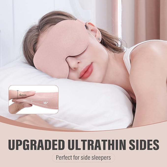 YIVIEW Sleep Mask for Side Sleeper, Complete Light Blocking 3D Pink Sleeping - Image 2