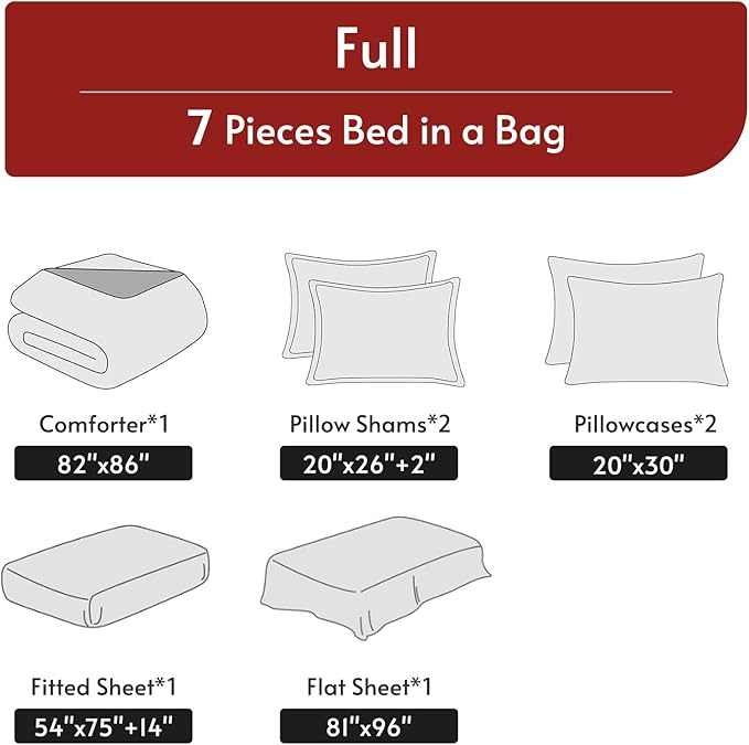 MUXHOMO 7 Pieces Full Comforter Set, Reversible Bed in a Bag Full Size - Image 5