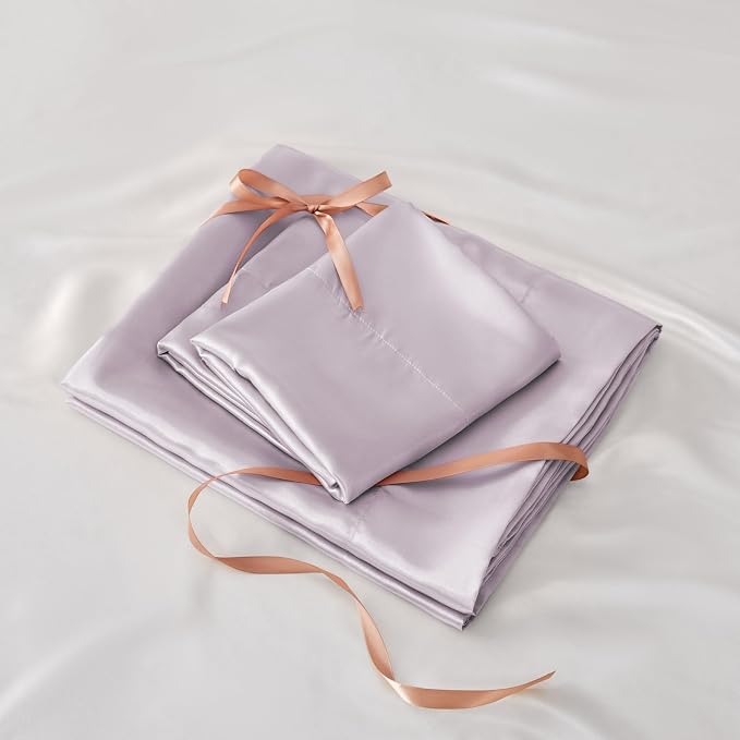 BEDELITE California King Sheets Set, Luxury Soft Lavender Satin Sheets - Image 7
