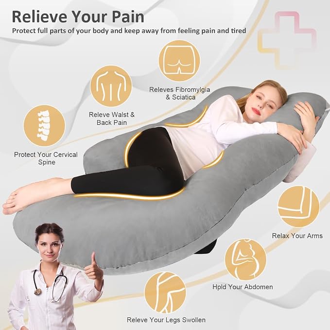 Chilling Home Memory Foam Pregnancy Pillow, J Shape Pregnancy Pillows - Image 2