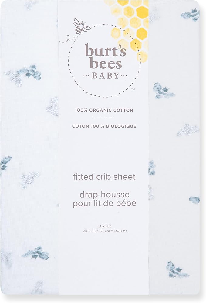 Burt's Bees Baby Essential Organic Cotton Fitted Crib Sheet, Breathable - Image 2