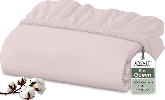 Royale Linens 100% Organic Cotton Fitted Sheet by ROYALELINENS