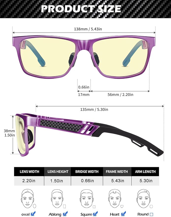 ANYLUV Blue Light Blocking Glasses Men Computer Gaming Glasses Lightweight - Image 3