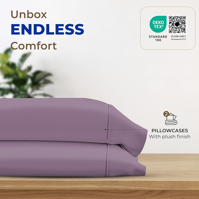 Thread Spread 100% Egyptian Cotton Pillow Cases Queen Size Set of 2 - Image 3
