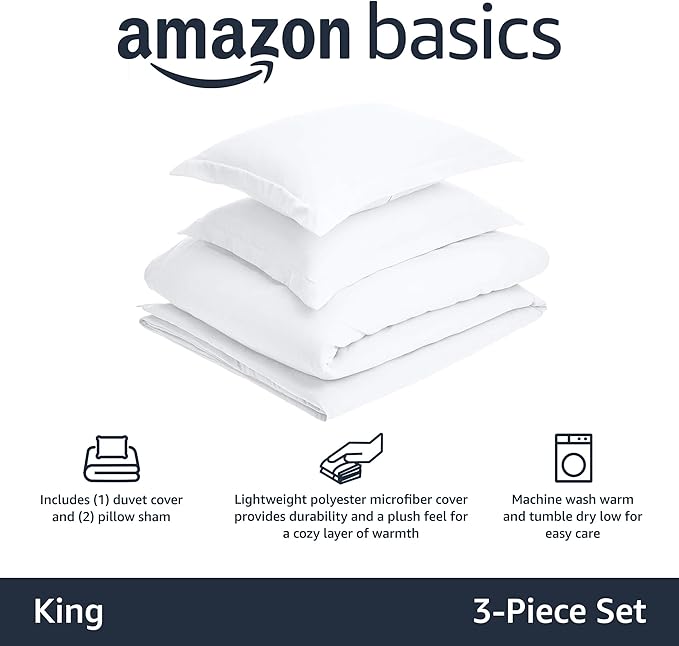 Amazon Basics Lightweight Microfiber 3 Piece Duvet Cover Set - Image 2
