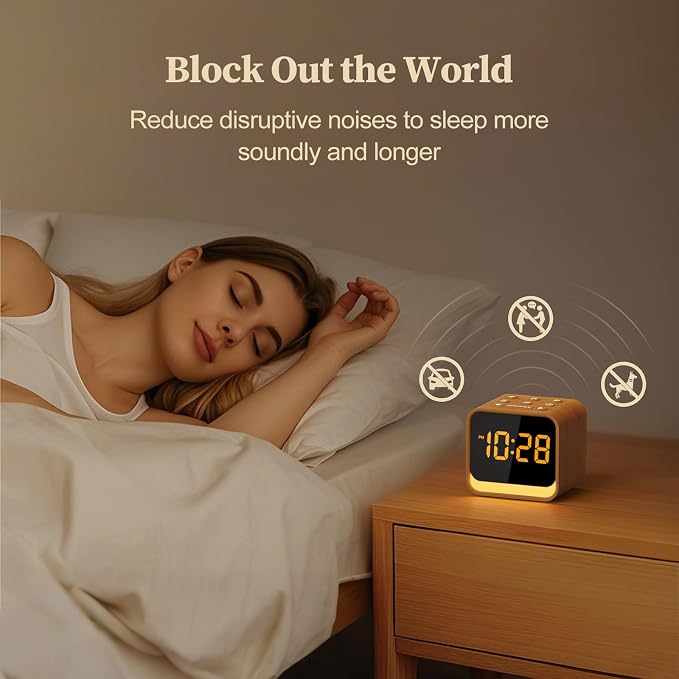 Housbay Wooden Sound Machine Alarm Clock - Image 4
