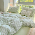 Nayoroom Green Gingham Duvet Cover Queen Size Plaid Dorm Bedding Set 3 Pieces by Nayoroom