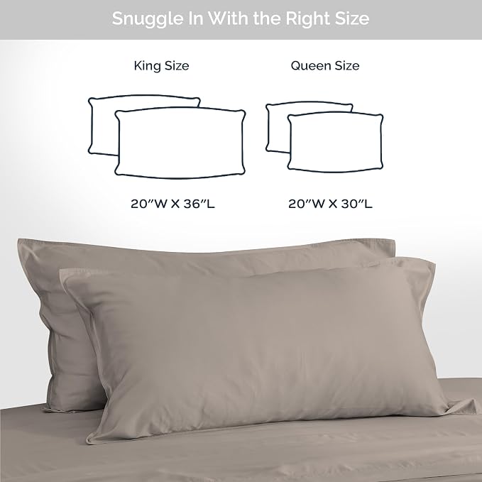 Pillow Cases Queen Size Set of 2 Pillowcases 100% Viscose from Bamboo Cooling - Image 6