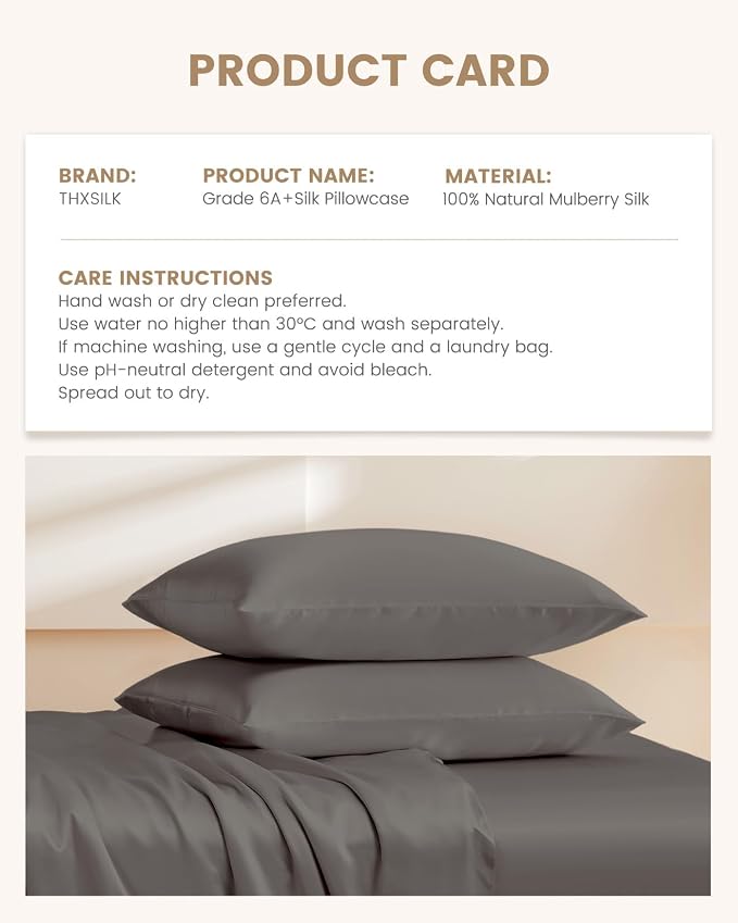 THXSILK 100% Mulberry Silk Pillowcase, 6A+ High-Grade Fibers Silk Pillowcase - Image 8