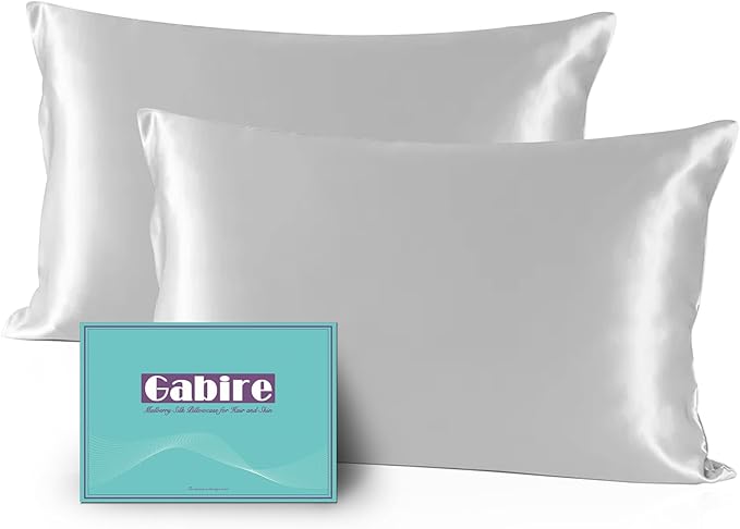 Gabire Mulberry Silk Pillow Cases Set of 2, Both Sides Real Silk Pillow Cover by MulberrySilkPillowcases