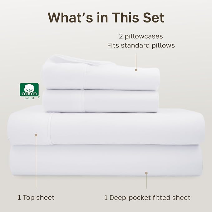 California Design Den Soft 100% Cotton Full Sheet Set, 400 Thread Count Good - Image 4