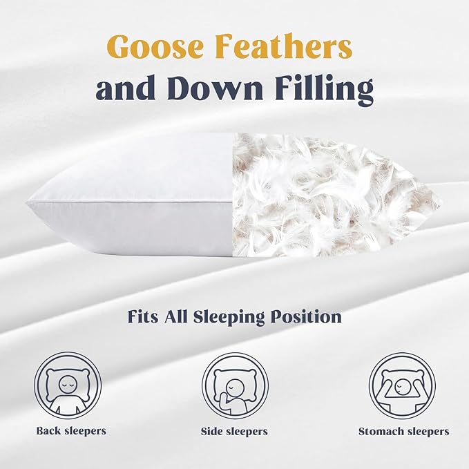 puredown® Goose Feathers and Down White Pillows - Image 3