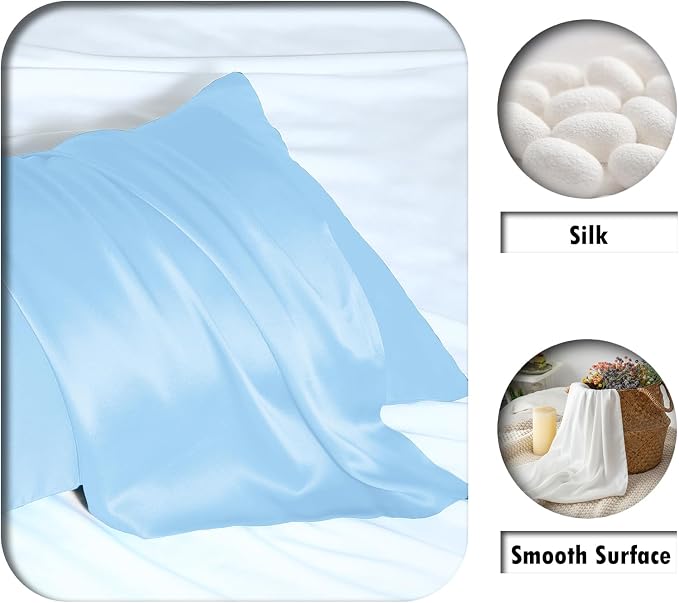 Silk Pillow Cases 2 Pack, Soft Breathable and Sliky Standard Size Pillow Cases - Image 2