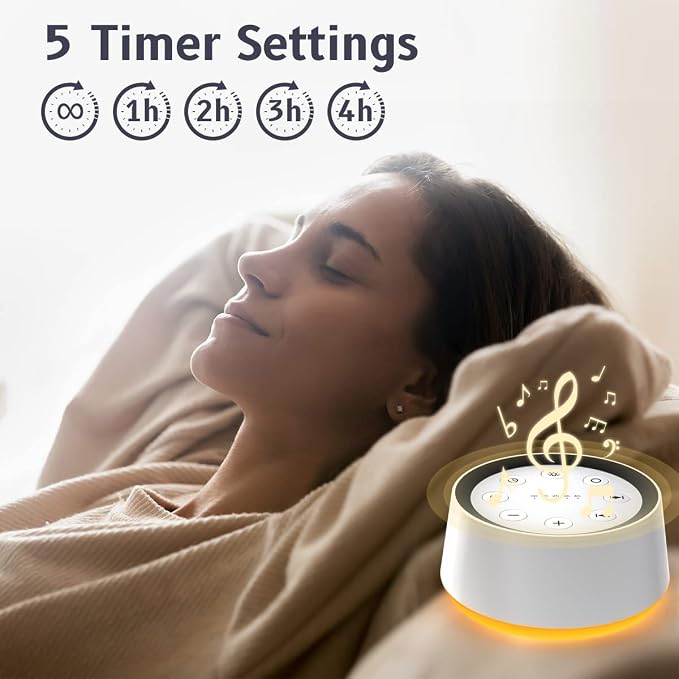Brown Noise Sound Machine with 30 Soothing Sounds 12 Colors Night Light White - Image 5