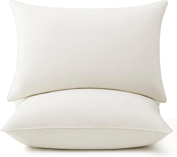 puredown® Goose Feather Down Pillows, 100% Organic Cotton Cover, Luxury Hotel by Puredown