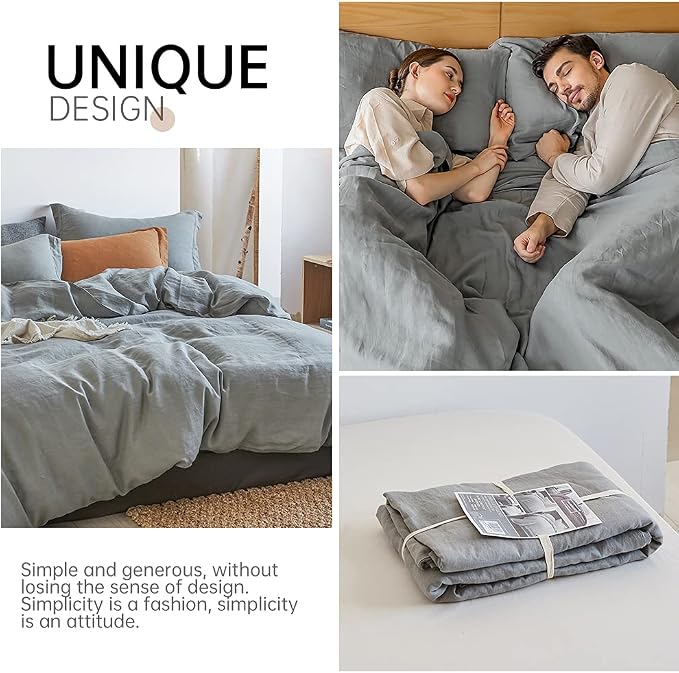 Simple&Opulence 100% Linen Duvet Cover Set 2pcs Basic Style Natural French - Image 5