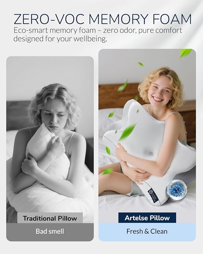 Cervical Neck Pillow for Side & Back Sleepers, Ergonomic Memory Foam Pillow for - Image 6