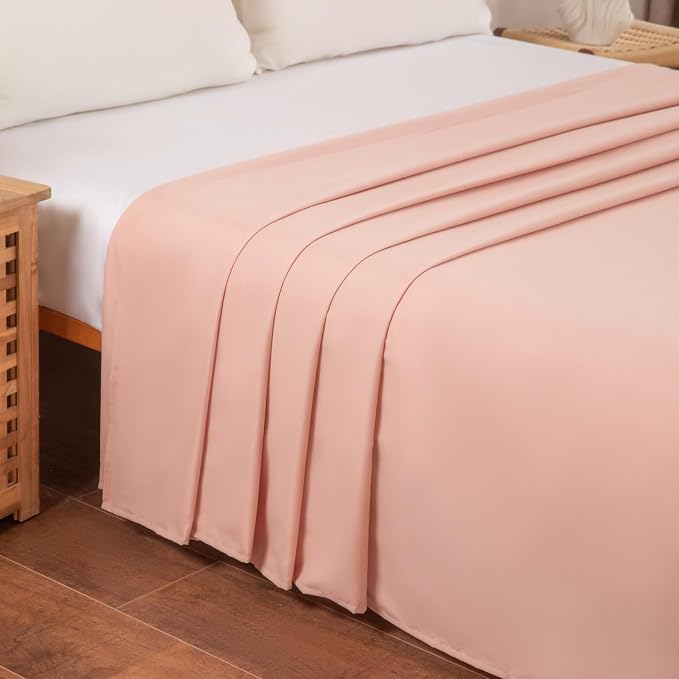 Queen Flat Sheet Only， 90x102Inch Lotus Pink - Image 3