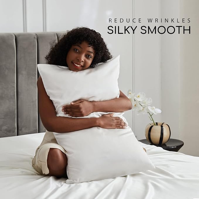 MR&HM Satin Bed Sheets, Full Size Sheets Set - Image 3