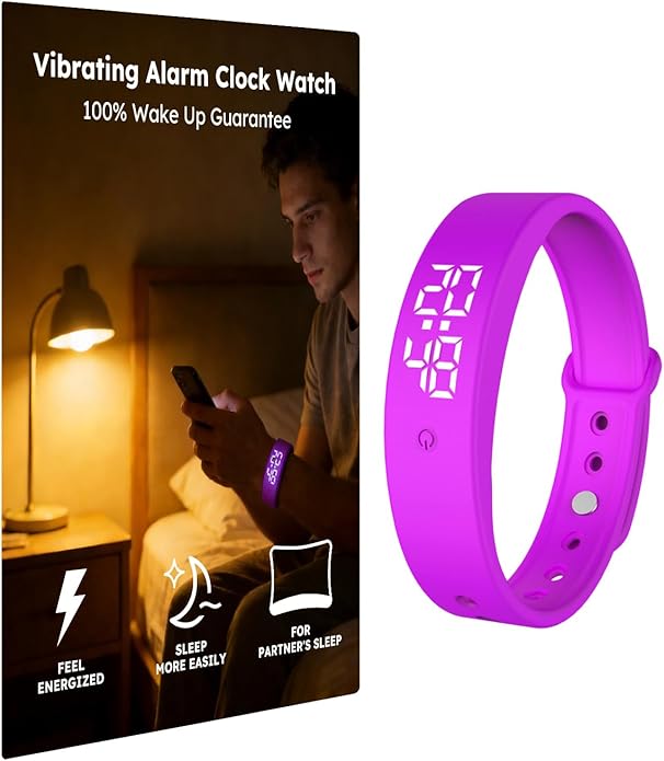 Vibrating Alarm Clock Watch for Heavy Sleepers, Silent Wake Up Bracelet & Smart by Unknown