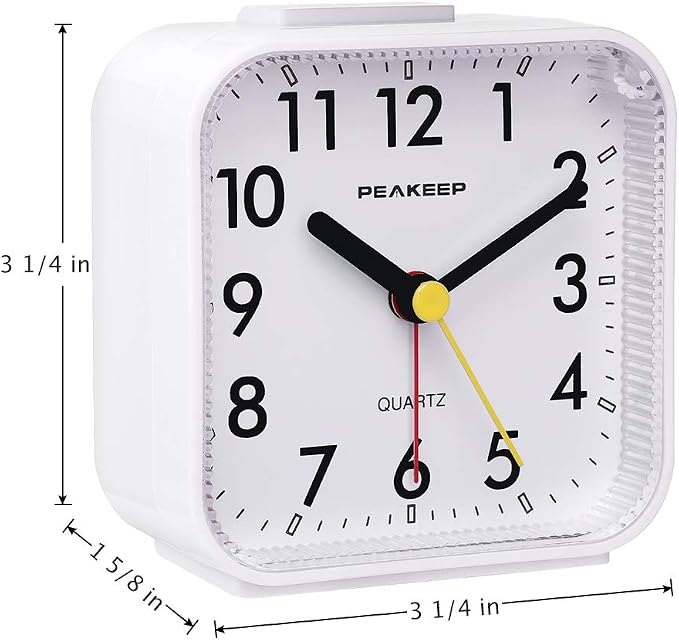 Peakeep Small Battery Operated Analog Travel Alarm Clock Silent No Ticking - Image 7