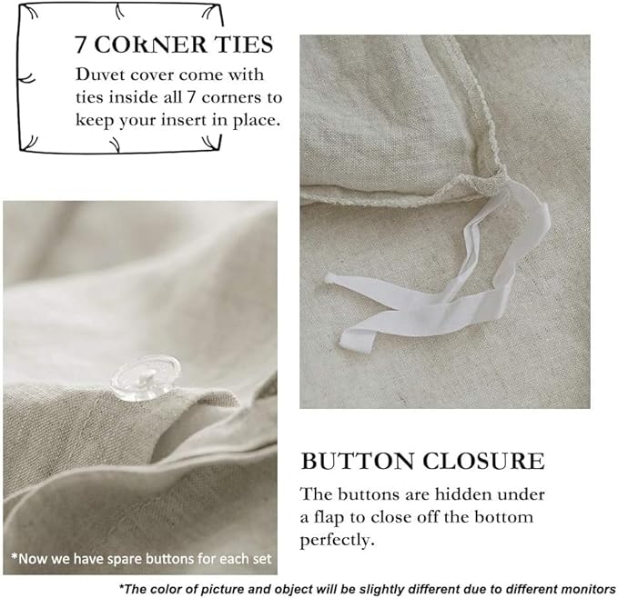 Simple&Opulence 100% French Flax Linen Duvet Cover Set - Image 4