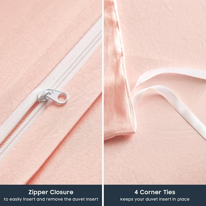 Wake In Cloud - Cotton Duvet Cover Set, Twin Size, 100% Washed Cotton, Linen - Image 7