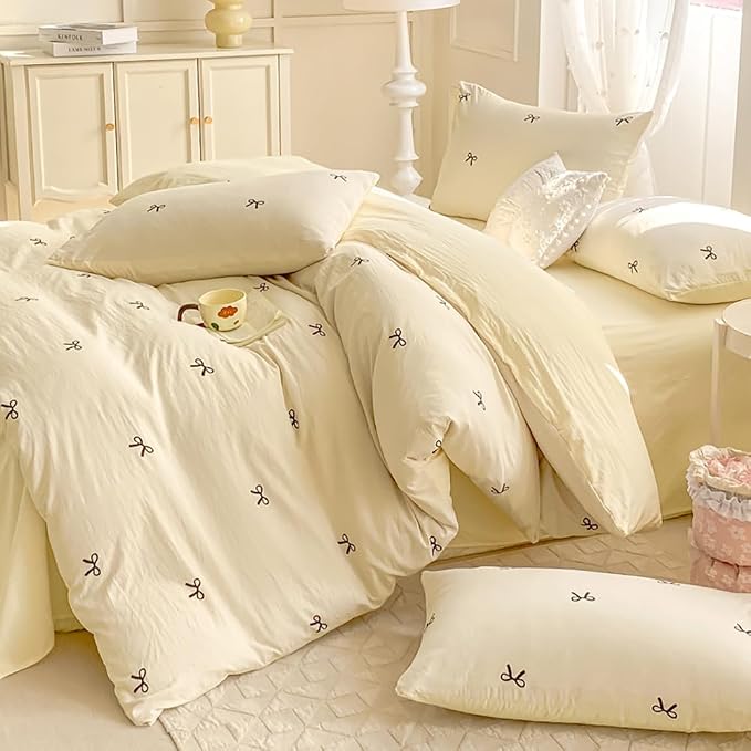 Nayoroom Bow Duvet Cover Queen Size Reversible Aesthetic Duvet Cover 3 Pieces - Image 5
