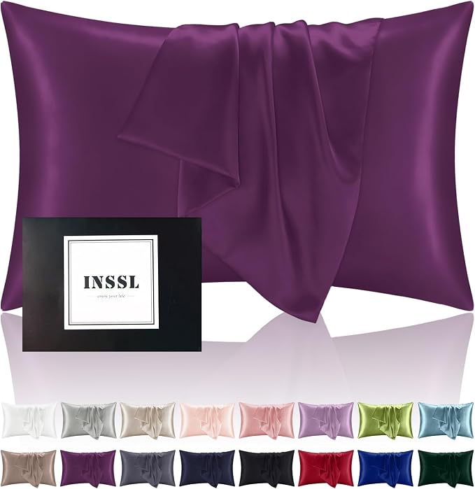 INSSL Mulberry Silk Pillowcase for Hair and Skin Health, Natural Silk Pillow by INSSL