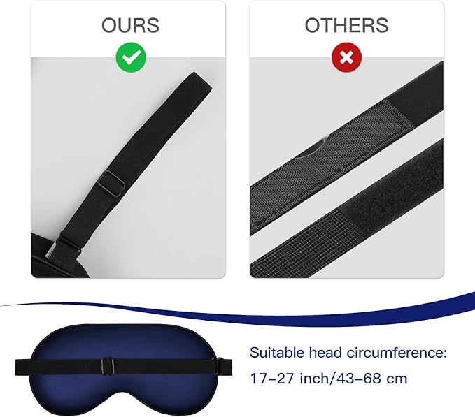 Silk Eye Mask with Adjustable Strap, Satin Blackout Sleeping Mask - Image 4