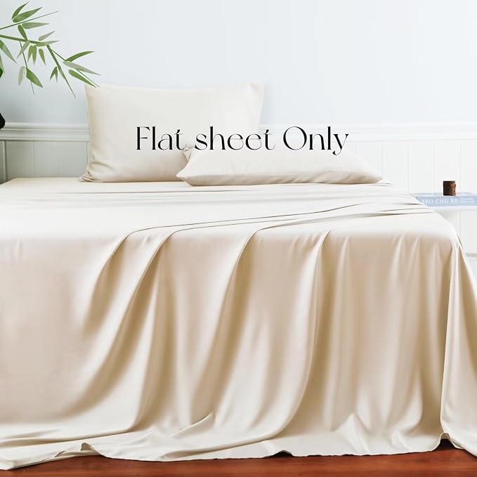 Bamboo Viscose Flat Sheets Only, 400 Thread Count Sateen Weave TwinXL Size Flat - Image 2
