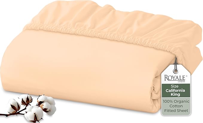 Royale Linens 100% Organic Cotton Fitted Sheet by ROYALELINENS