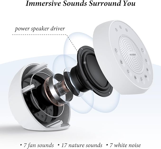 Housbay Glows White Noise Sound Machine, 31 Soothing Sounds, Colored NightLight - Image 3