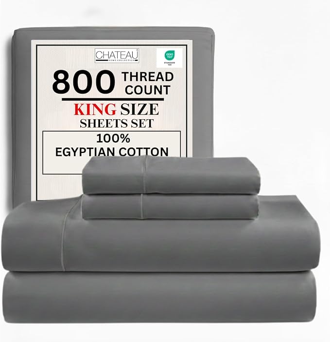 100% Cotton Sheets King Size Sheets Set by CHATEAUHOMECOLLECTION