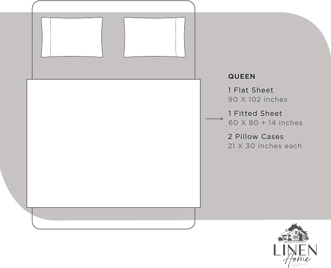 Linen Home 100% Cotton Percale Sheets Queen Size, Deep Pocket, 4 Pieces Set - Image 6
